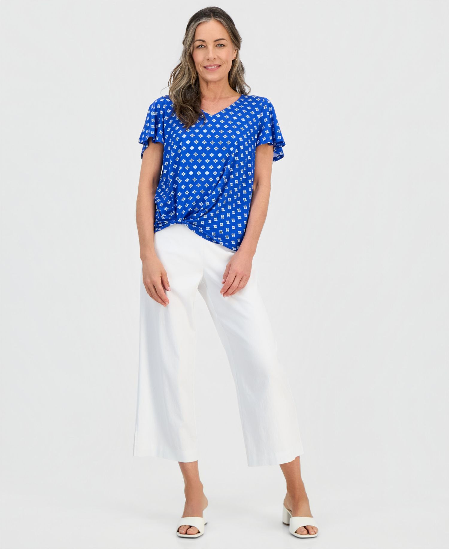 Petite Allegria V-Neck Twist-Front Top