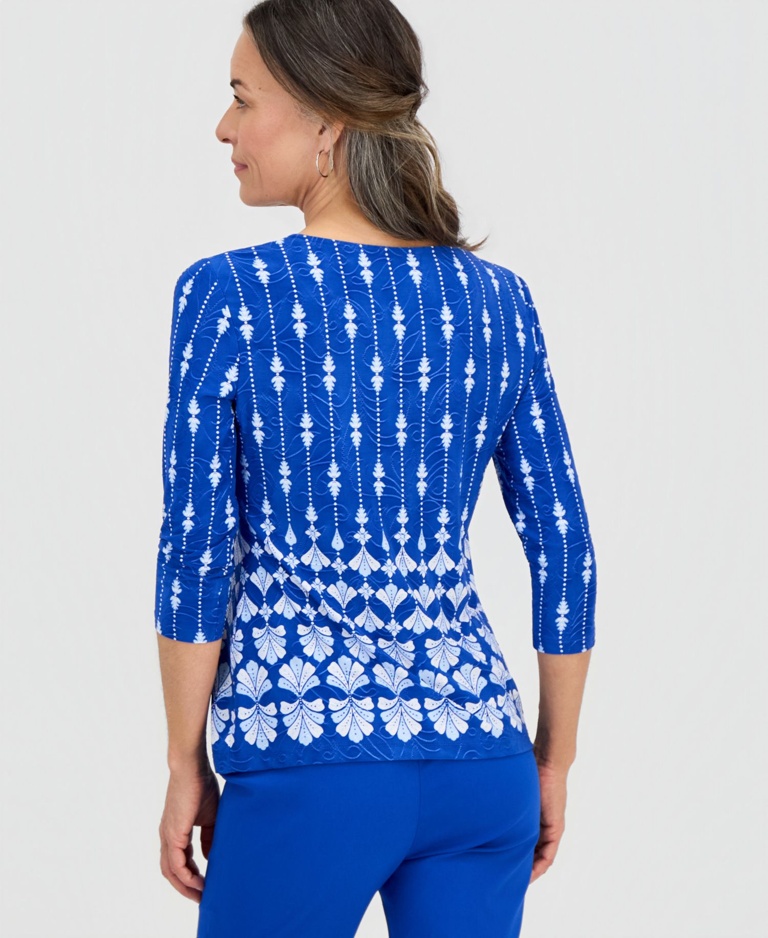 Petite Sienna Border 3/4-Sleeve Top