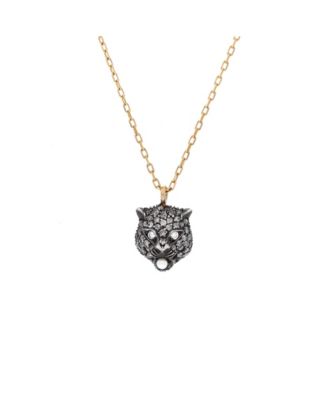 Pre-Owned Gucci Le Marche Des Merveilles Feline Head Pendant Necklace - 18k yellow gold, sterling silver