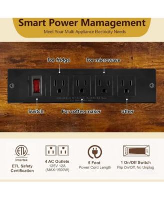 46.9in Mini Fridge Stand with Storage Shelf, 6-Tier Microwave Stand & Coffee Bar Organizer with 4 Power Outlet and Air Switch