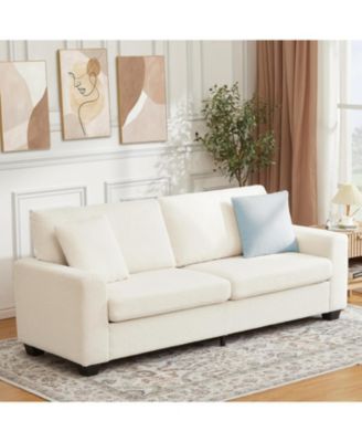 90" Velvet 3-Seater Sofa, Oversized Tufted Couch with Wide Armrests & Washable Cushions, Living Room