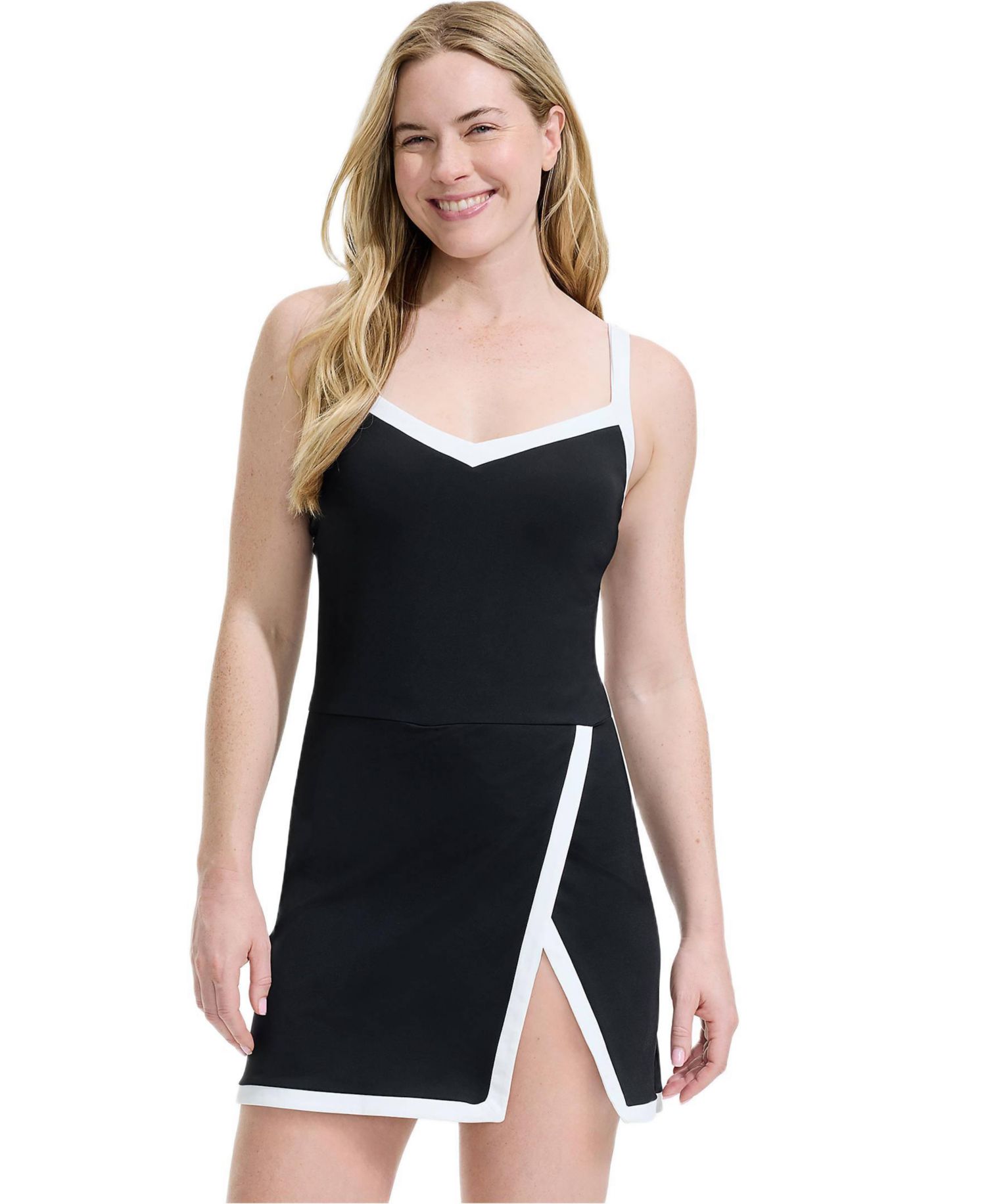 Women's V-neck Wrap Skirt Swim Dress