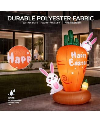 7 ft Inflatable Easter Bunny with LED Lights and Carrot for Yard and Garden