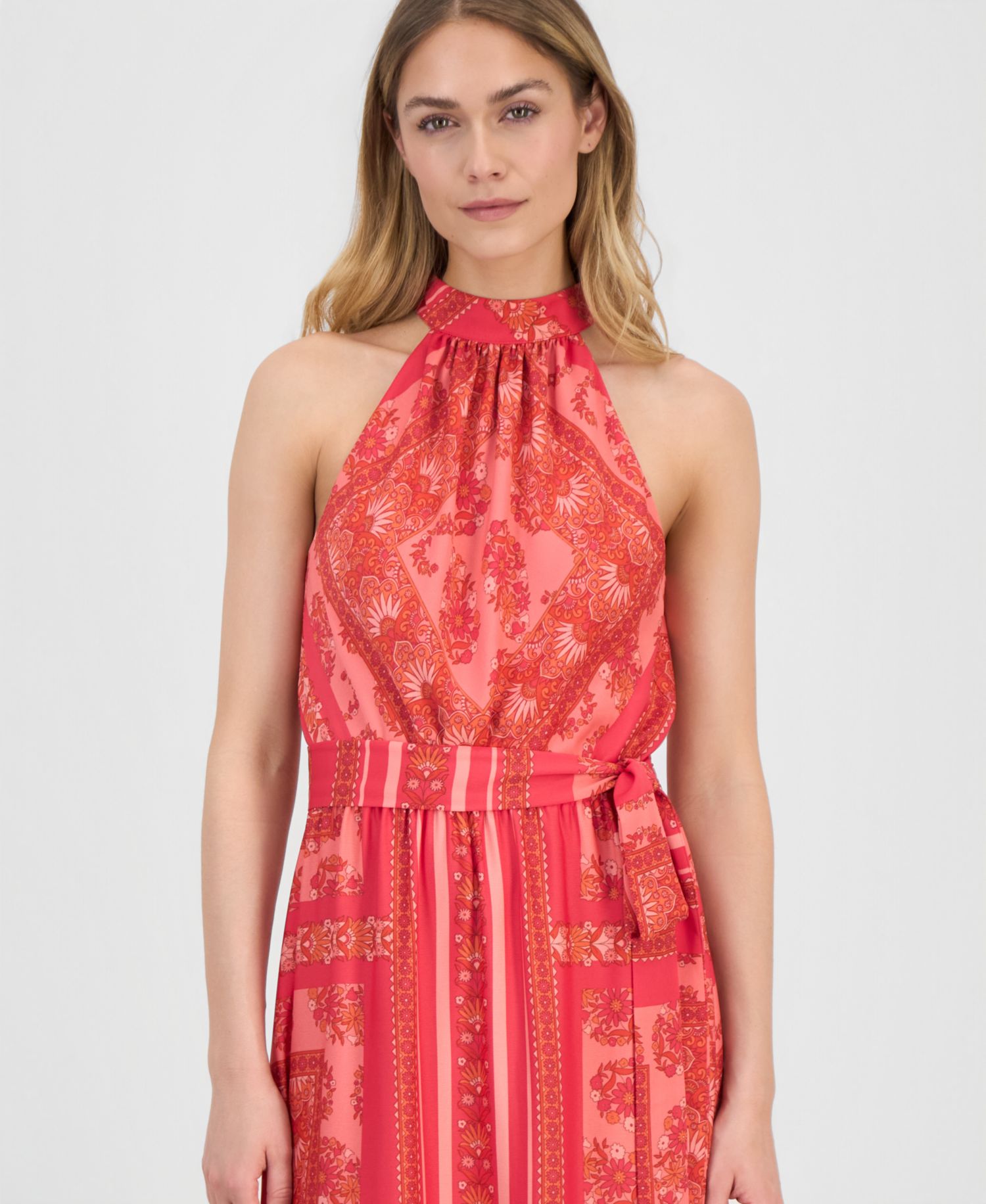 Women's Printed Halter-Neck Maxi Dress