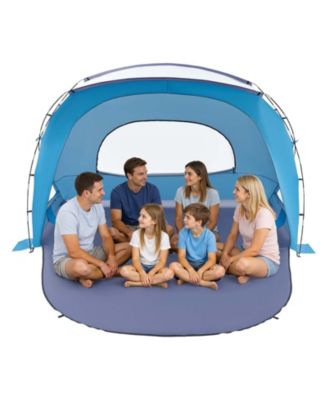 6-Person Beach Tent Sun Shelter with UPF 50+ Protection and Sand Pockets