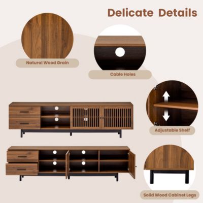 78 inch Modern Cabinet TV Stand with Deep Drawers & Cable Management, Soft-Closing Hinges