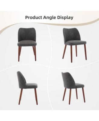 Leather Dining Chairs Set  Upholstered Wingback Chairs with Wood Legs