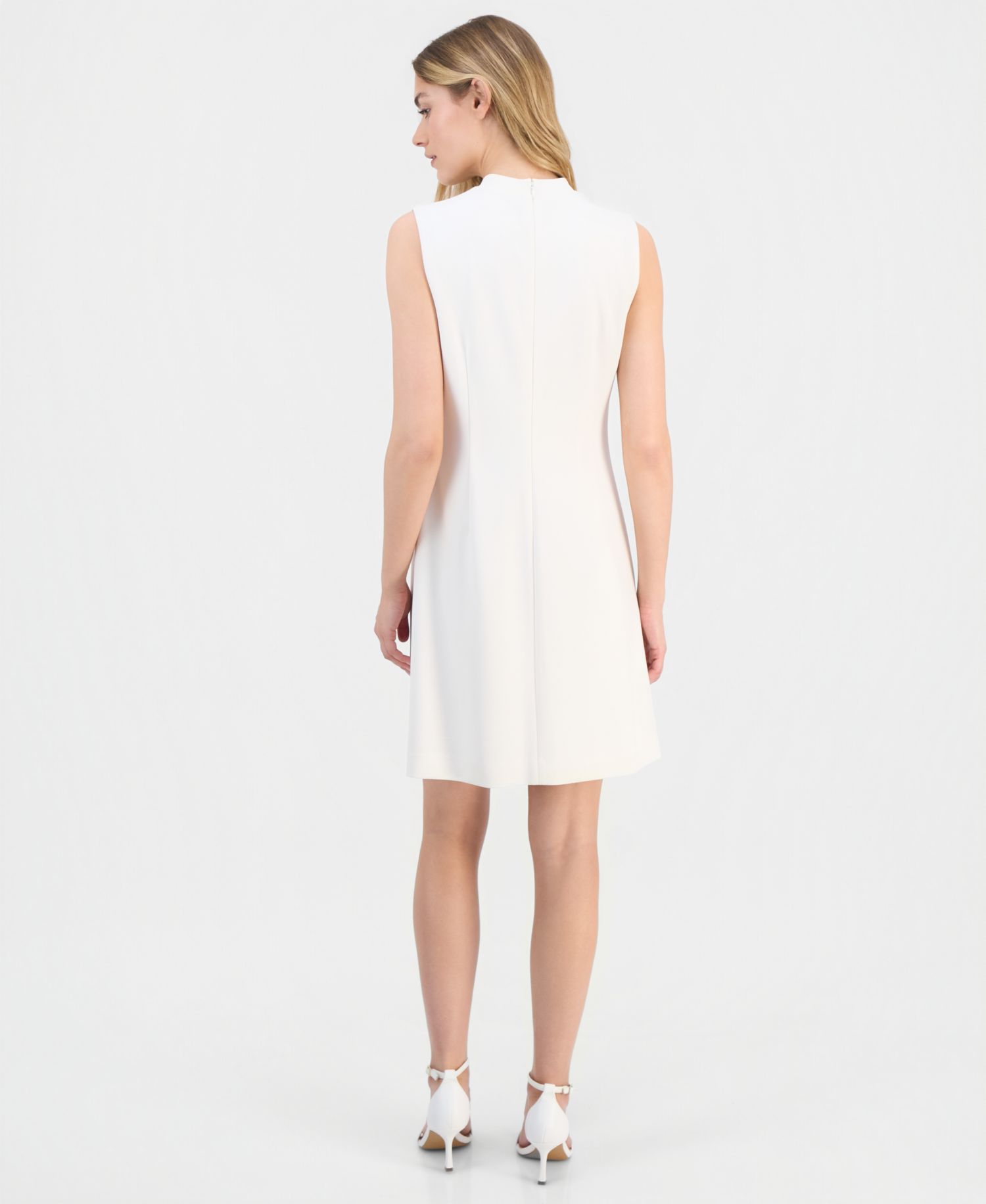 Women's Rose-Detail Mock-Neck Swing Dress