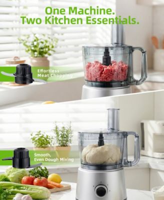 10 Cup Food Processor with Salad Spinner Basket 2 Speeds Pulse Control and 4 Cutting Discs - Silver