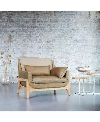 Woodnest armchair in solid oak and linen fabric, 1 seat
