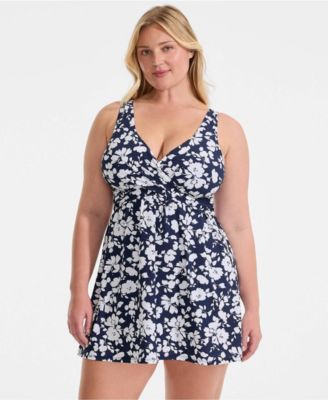 Plus Size New SlenderSuit Wrap Swim Dress Swimsuit Print
