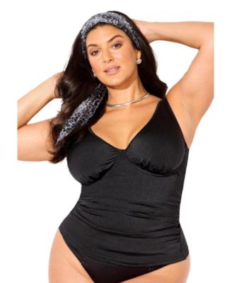 Women's Shimmer Contrast Trim Underwire Tankini Top