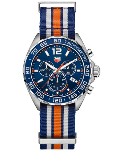 TAG Heuer Men's Swiss Chronograph Formula 1 Blue Striped NATO Strap Watch 43mm CAZ1014.FC8196