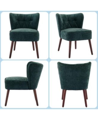 Modern Wingback Living Room Chair,Armless Lounge Chair with Wood Legs Upholstered Makeup Vanity Tufted Side Chair Fabric Comfy with Decor Back