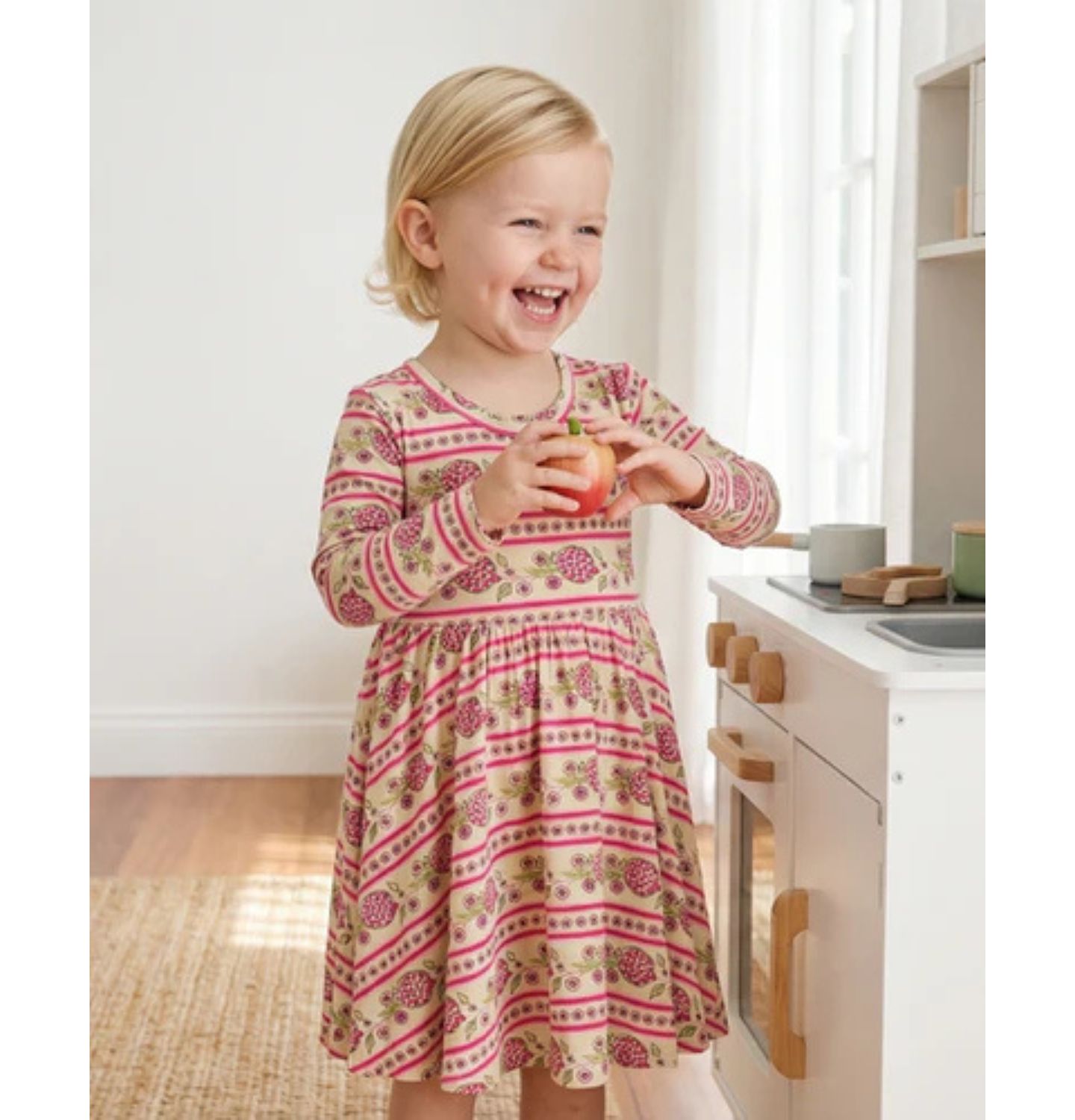 Платье Motette Pomegranate Soiree Bamboo Twirl Dress для девочек-малышей, цвет: Розовый — фото 5