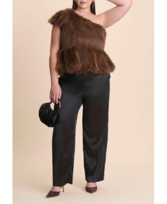 Women's Plus Size Faux Fur Peplum Top