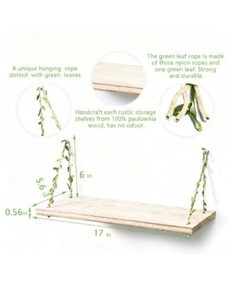 Leaf Rope Hanging Floating Shelves Wall Swing Storage