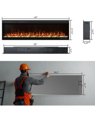 Linear Recessed-in Electric Fireplace with Remote Control, Adjustable Heat and Timer