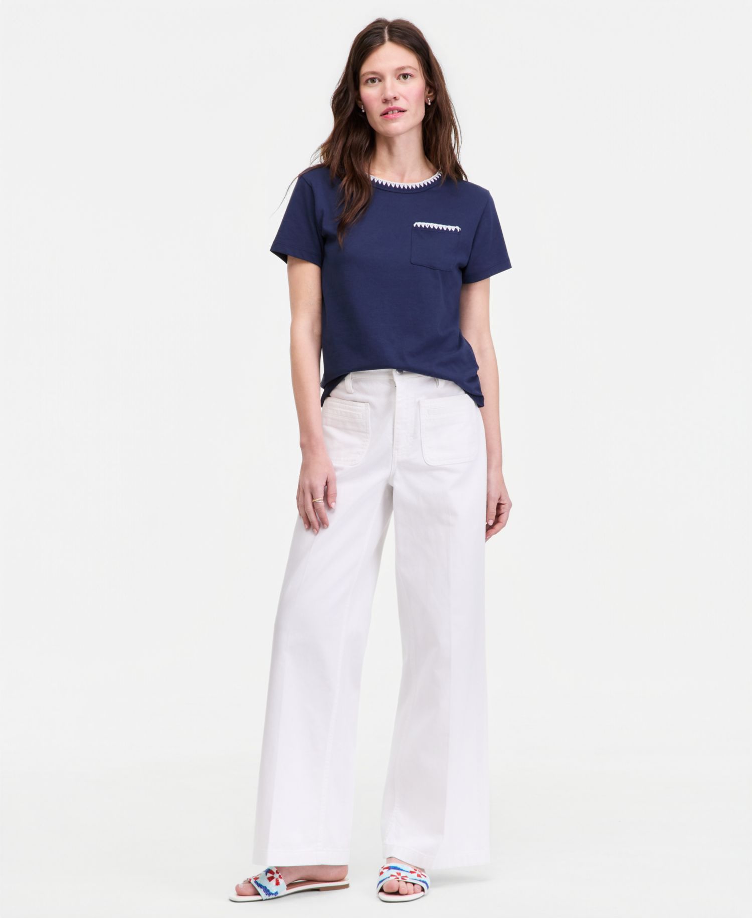 Women's Blanket-Stitch Pocket T-Shirt