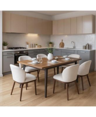 Dining Chairs Set of 6, Upholstered Kitchen Chairs with Ergonomic Back & Wood Legs