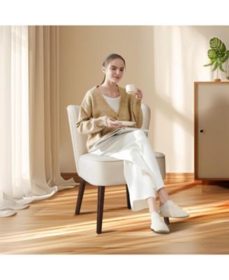 Modern Velvet Accent Chair with Wood Legs