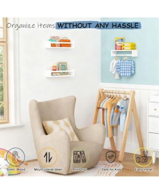 Floating Shelves Wall Wood Bookshelf Nursery Organizer Set 3
