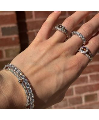 Suzy Levian Sterling Silver Cubic Zirconia Large Tennis Bracelet