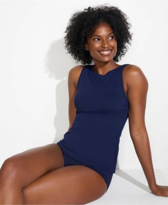 Women's High Neck UPF 50 Sun Protection Modest Tankini Swimsuit Top