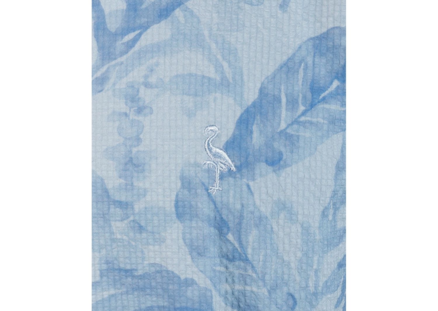 Men's Tropical Leaves Printed Seersucker Short Sleeve Shirt