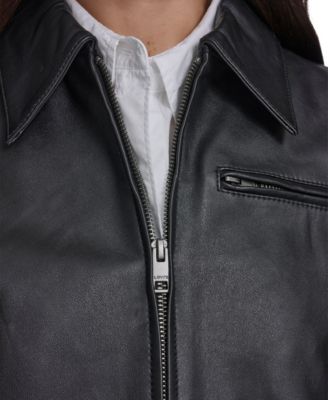 Women's Real Leather Laydown Collar Jacket