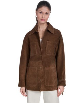Women's Real Suede 4-Pocket Chore Coat