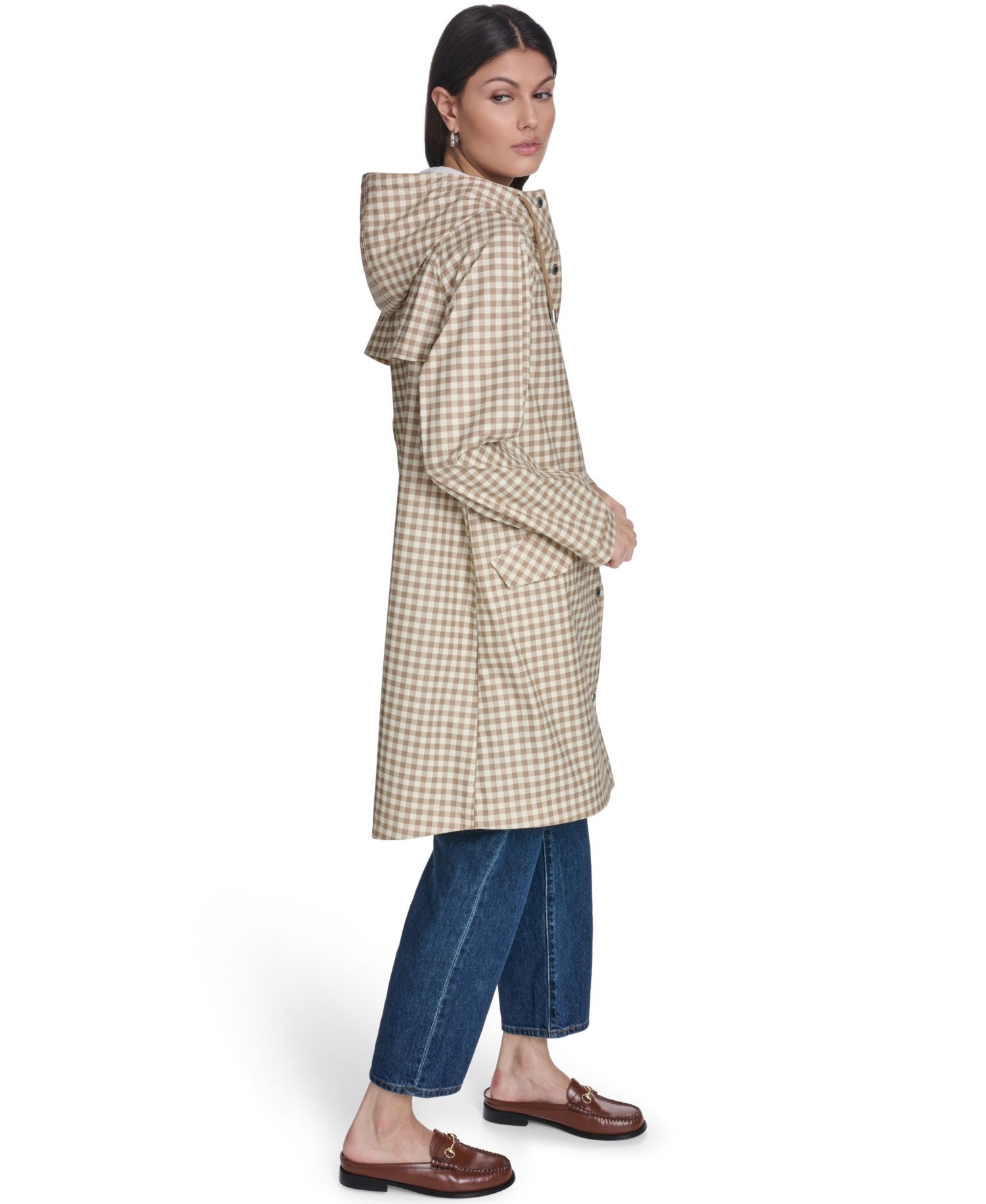 Plus Size Raglan-Sleeve Hooded Rain Jacket