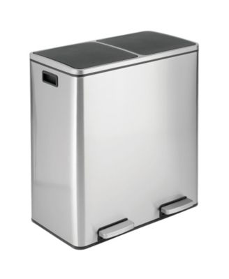 Metal Steel 60L Large Dual Compartment Step Trash Can - Brushed Chrome