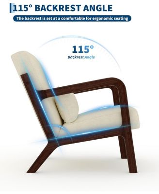 Mid-Century Chenille Accent Chair,Cozy Reading Chair,Modern Lounge Armchair with Lumbar Pillow,Solid Wood Frame,for Living Room,Bedroom,Office