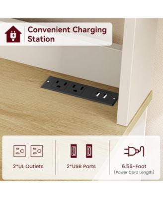 6 Tier Kitchen Bakers Rack With Power Outlet Microwave Stand Bakers Rack With Storage Cabinet Farmhouse Small Kitchen Pantry Hutch