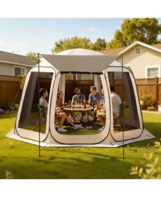 12 x 11 Ft Pop-Up Screen House Tent for 10-12 People with Awning