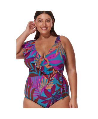 Women's V-Neck Surplice Ruffle One Piece