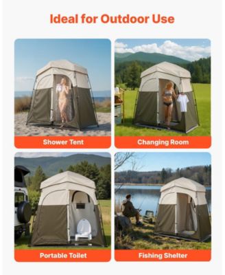 2-Room Portable Camping Shower Tent with Carry Bag