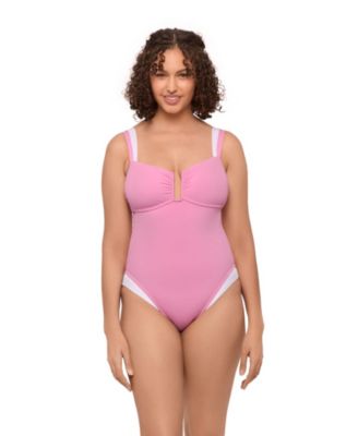 Women's S3 Sculpting Sweetheart U-Wire One-Piece Swimsuit - Coquette Colorblock