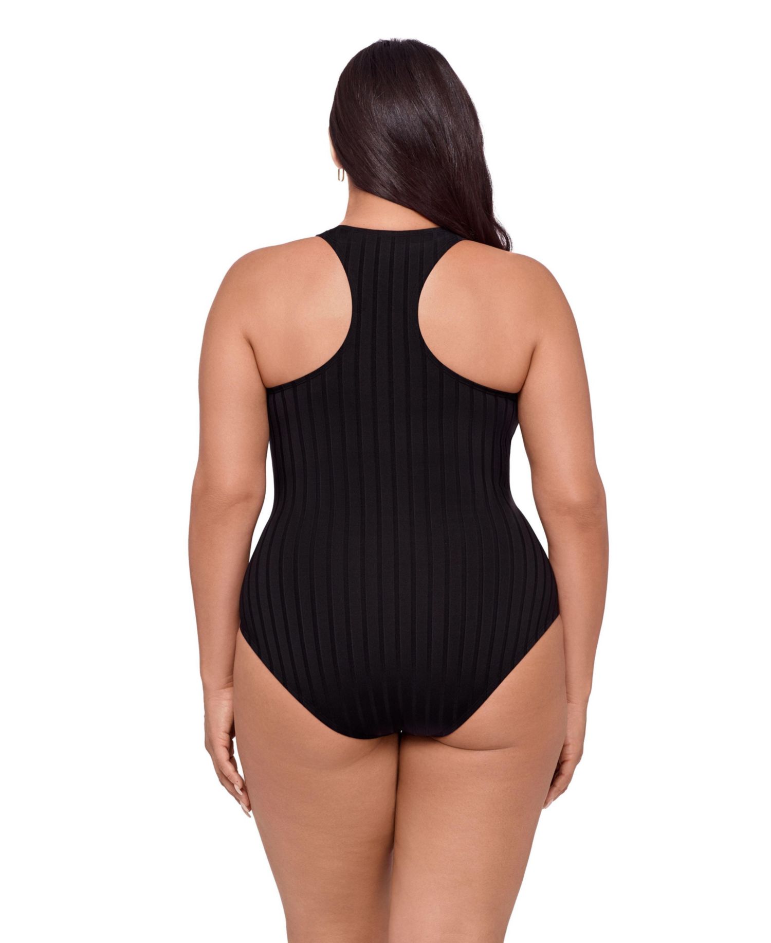 Women's Smoothing and Sculpting Wide Rib Snap High Neck One-Piece Swimsuit