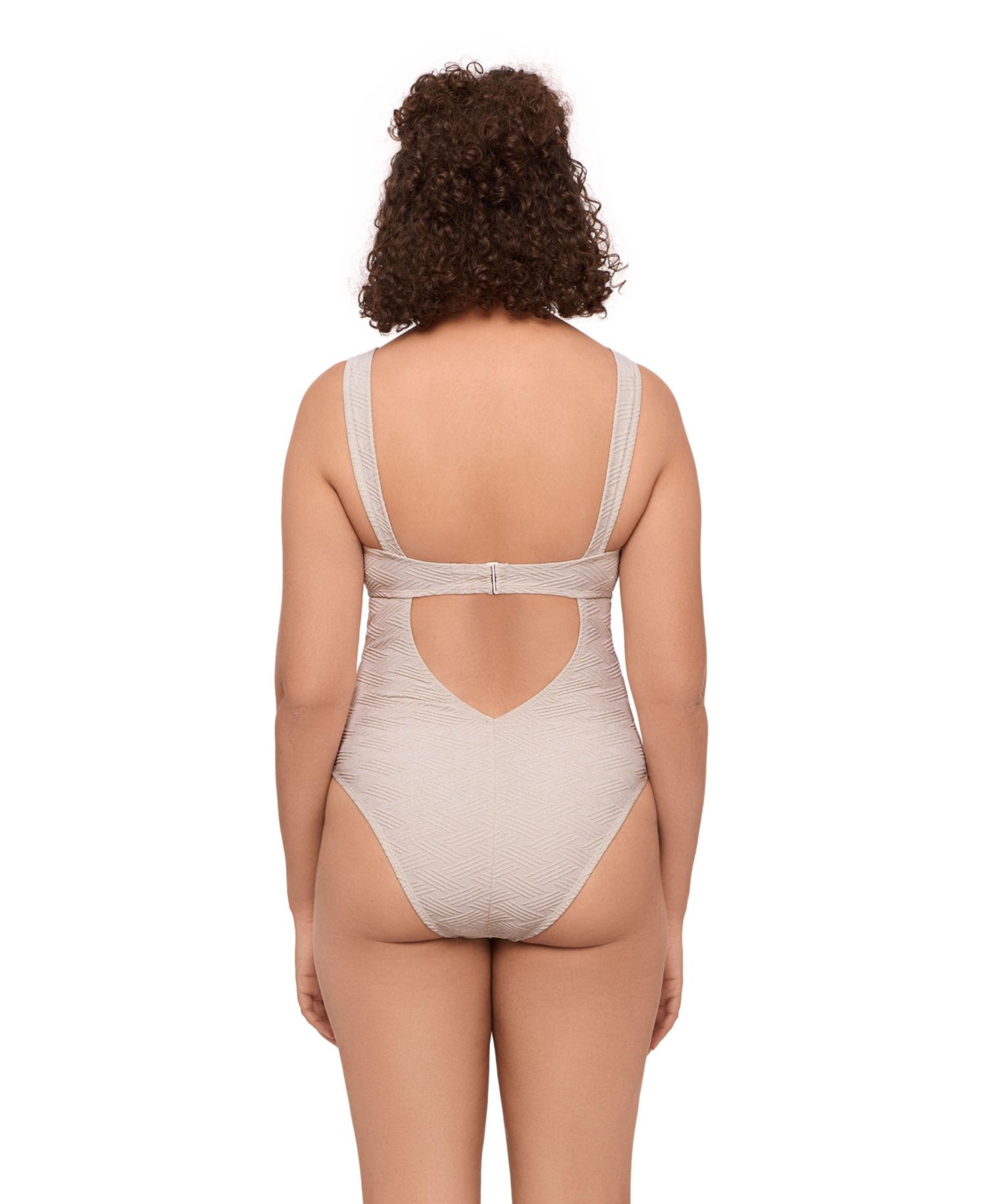 Women's Smoothing and Sculpting Basket Weave Sweetheart U-Wire One-Piece Swimsuit