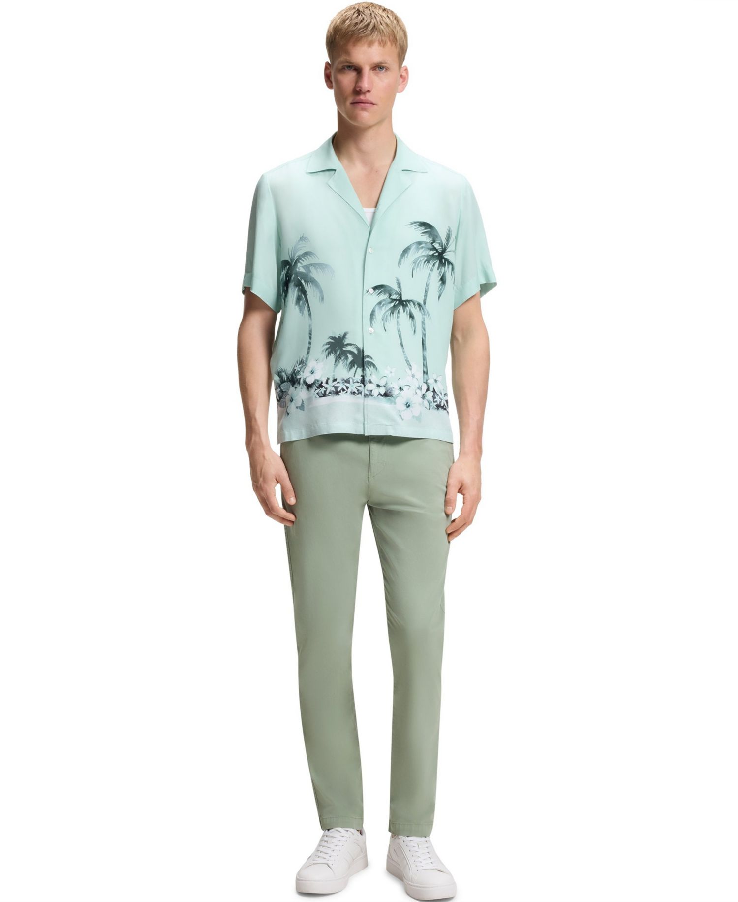 Men's Structured Cotton Blend Tapered-Fit Chinos