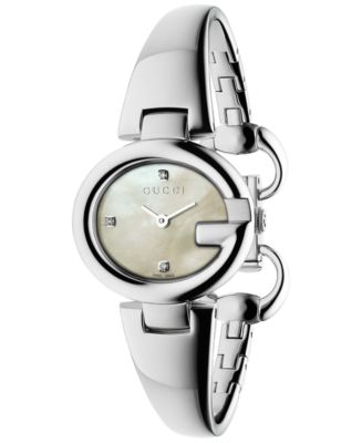 Anne◎Gucci Ladies Watch YA134504 Gucci Women's Swiss Guccissima Diamond Accent Stainless Steel