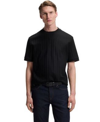 BOSS By Men's Mercerised-Cotton Structured Stripe T-Shirt