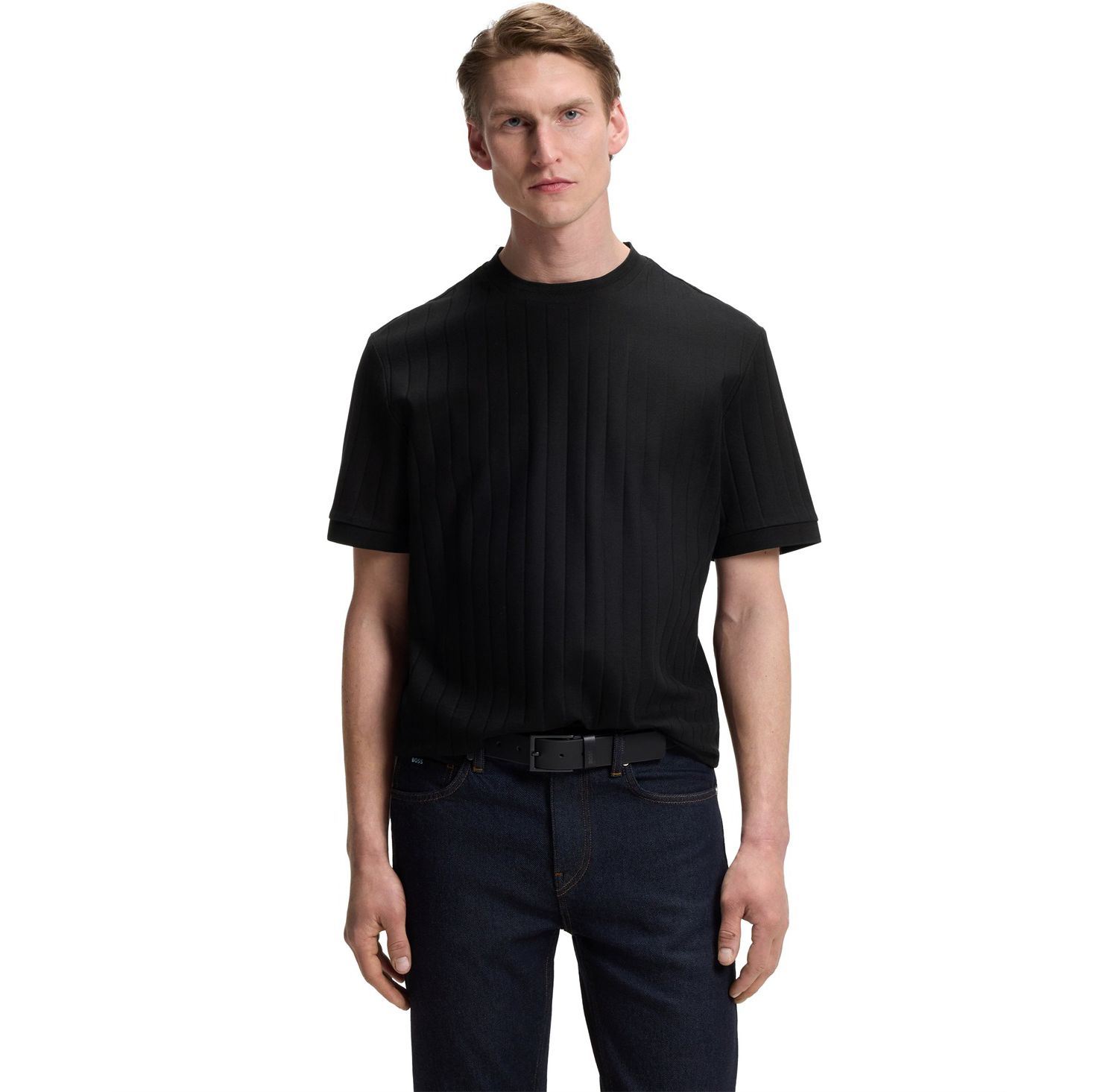 Men's Mercerised-Cotton Structured Stripe T-Shirt