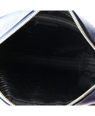 Small Triangle Logo Messenger Bag Embossed Saffiano Leather