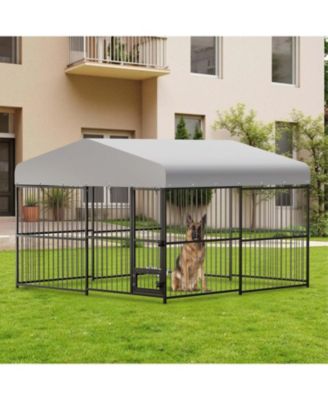 10x10x6 ft Outdoor Dog Kennel for Large Dogs, Lockable Dog Enclosure with UV-Resistant Waterproof Roof