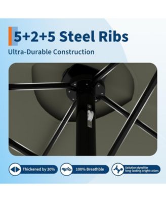 15 ft Rectangular Patio Umbrella with Base, Crank Handle, UV Protection, Large Outdoor Market Umbrella for Deck & Pool