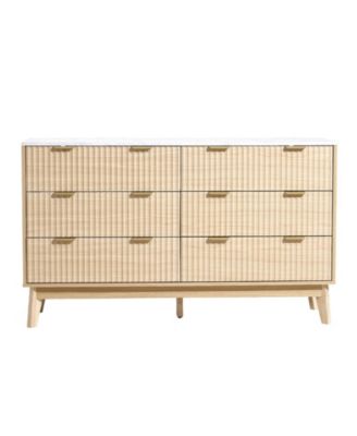 6 Drawer Fluted Dresser with Spacious Storage for Bedroom and Entryway