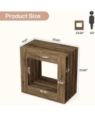 End Table, Farmhouse Narrow Side Table with Storage Shelf, Rustic Square Nightstand Bedside